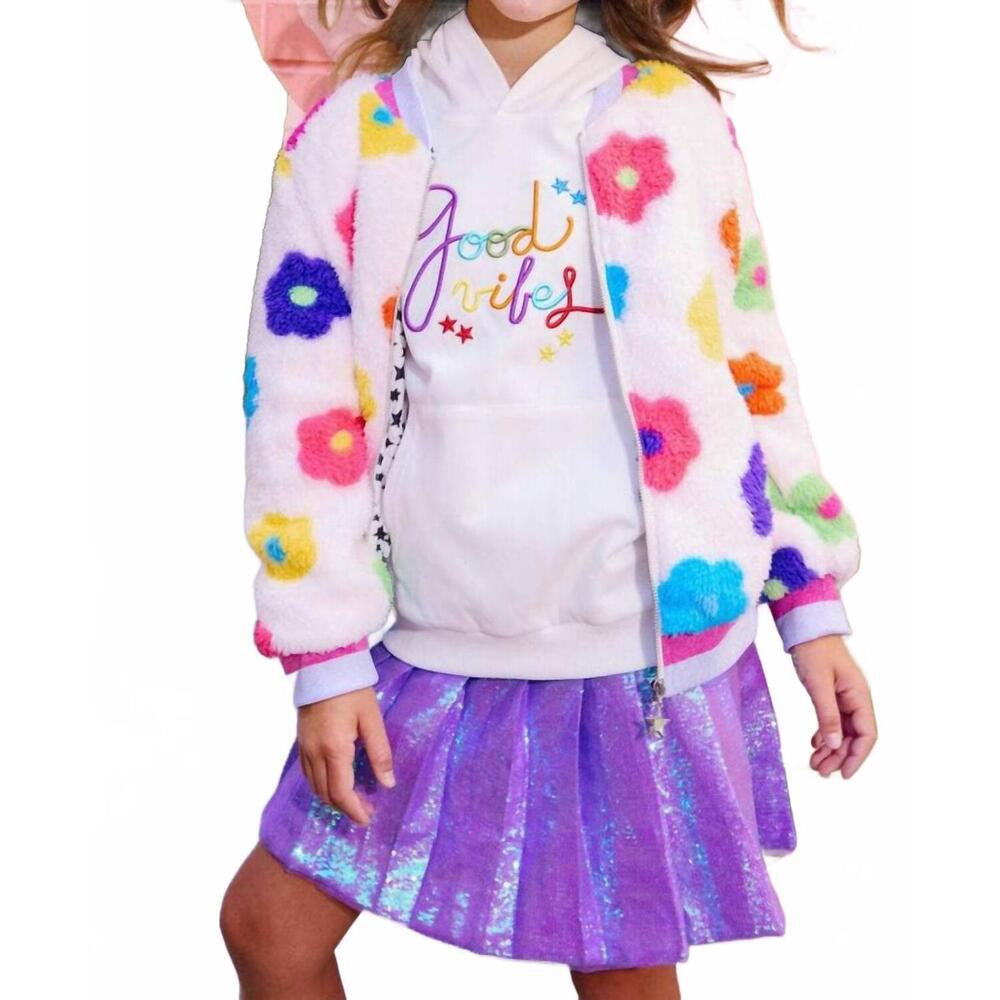 NEW LOLA + THE BOYS kid's daisy bomber in rainbow